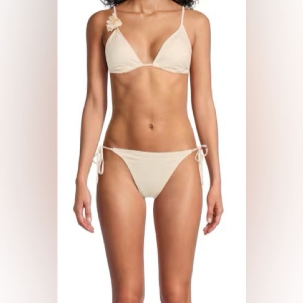 Red Carter Flower Appliqué Triangle Bikini